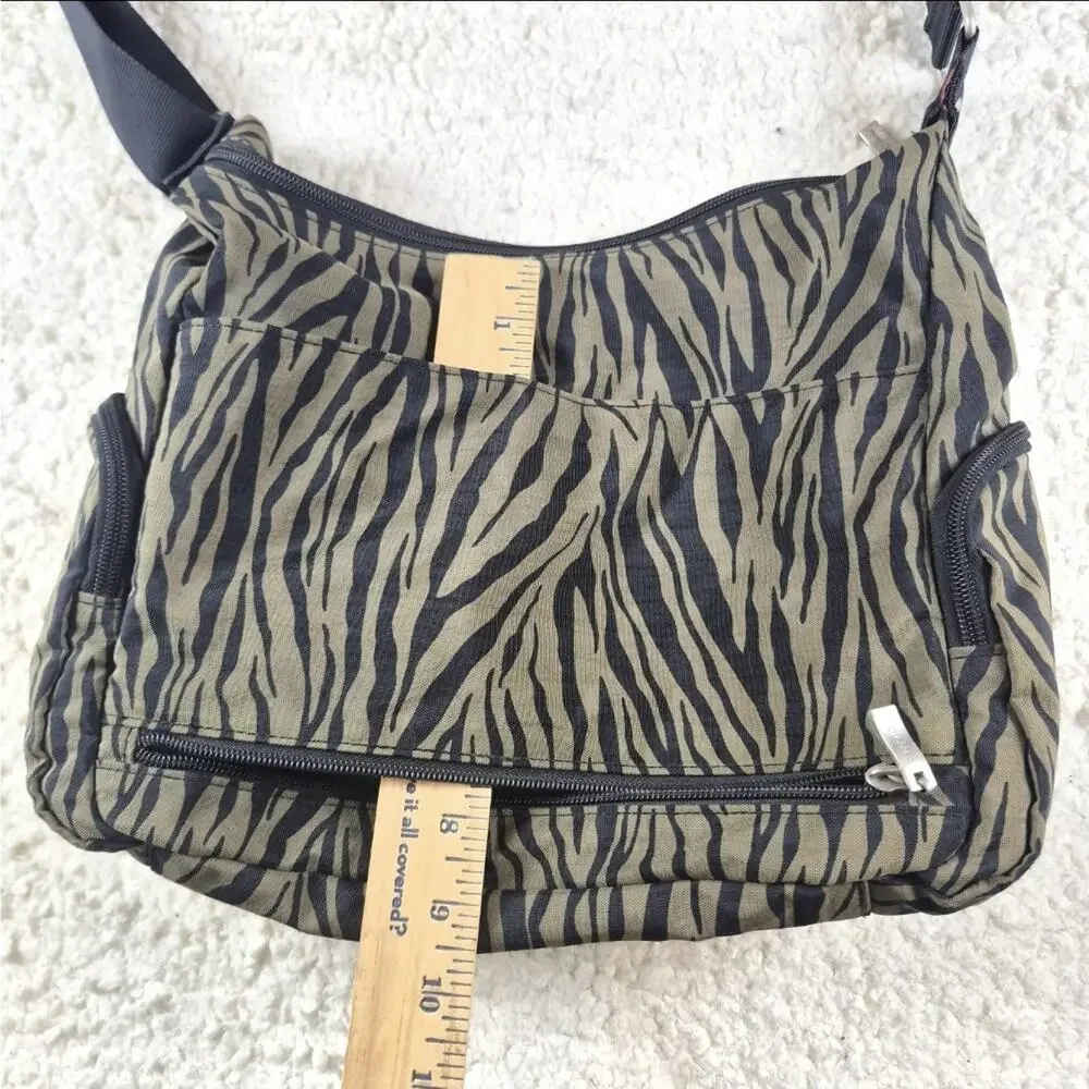 Baggallini Everywhere Zebra Print Bag Crossbody Travel Purse Nylon Multi-Pocket